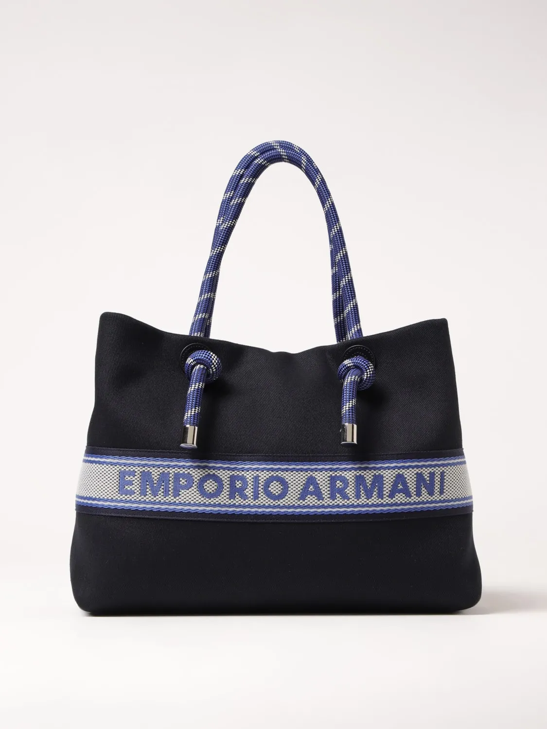Borsa Emporio Armani in canvas di cotone con logo jacquard