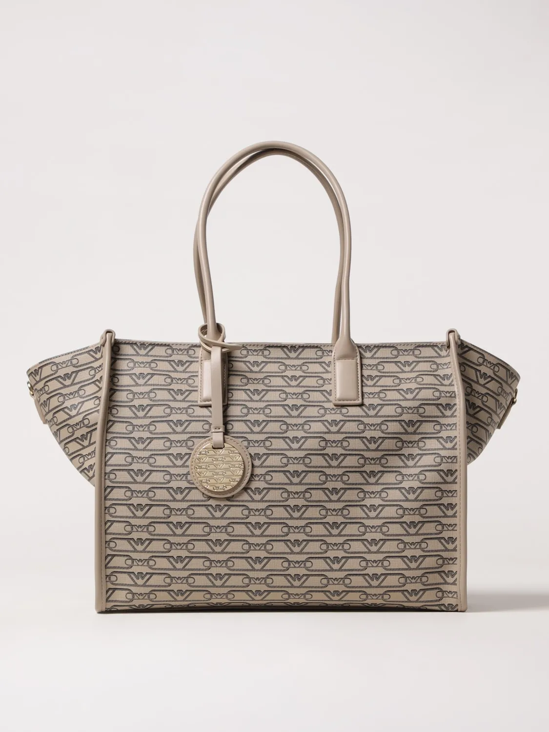 Borsa Emporio Armani in cotone spalmato con logo all over