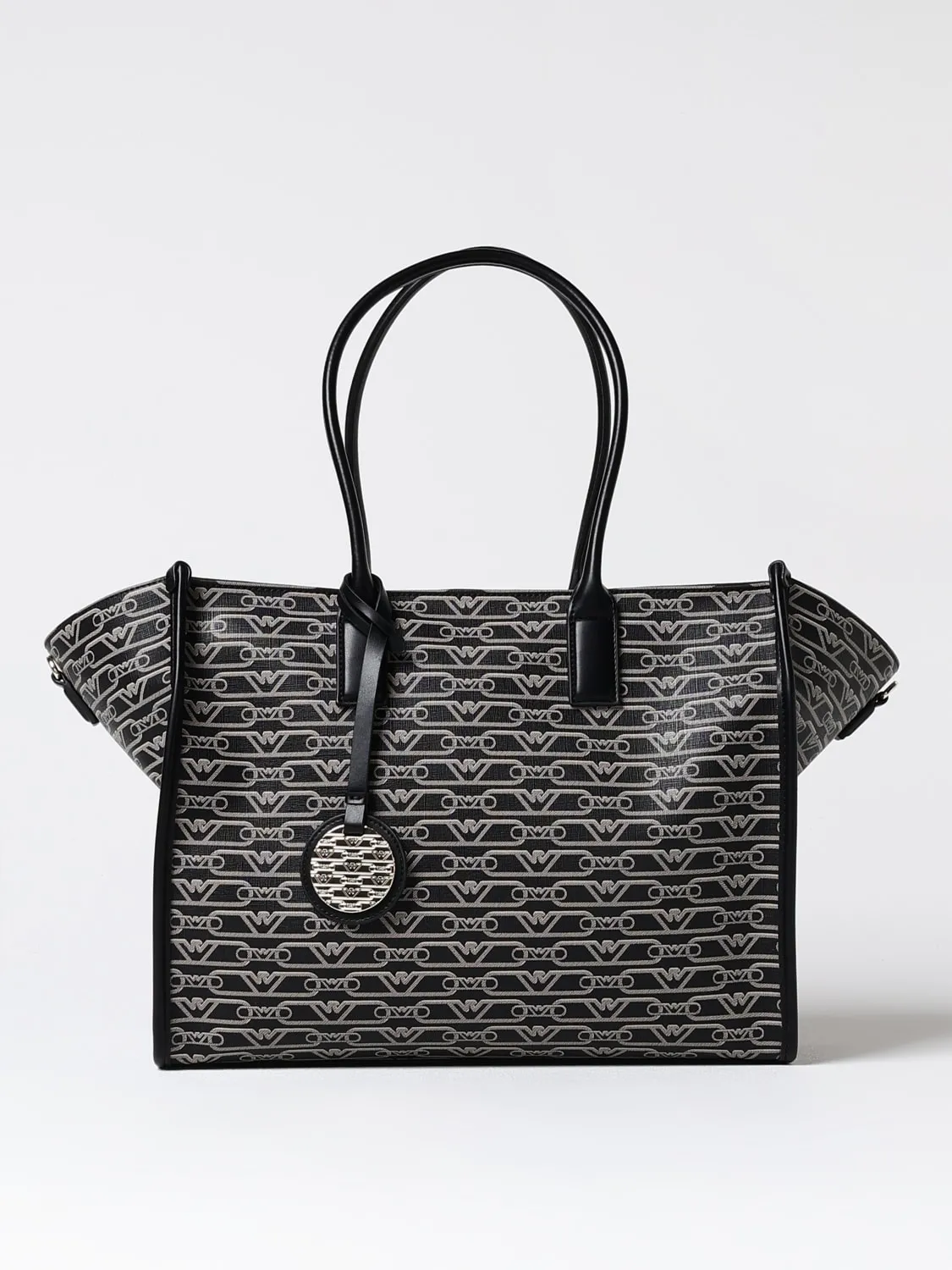 Borsa Shopper Emporio Armani in tessuto con logo jacquard