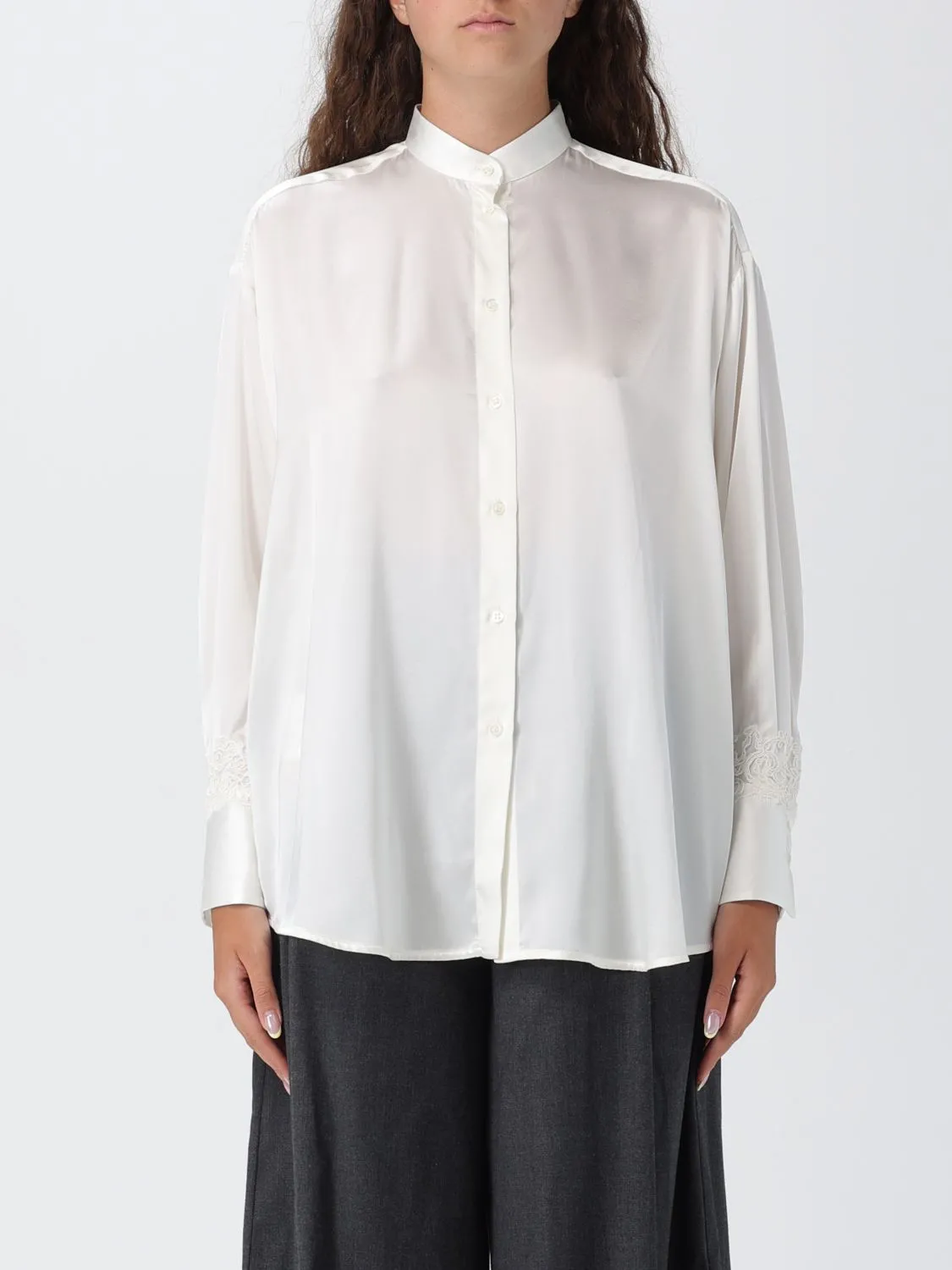 Camicia Ermanno Scervino Life in seta con inserti in pizzo