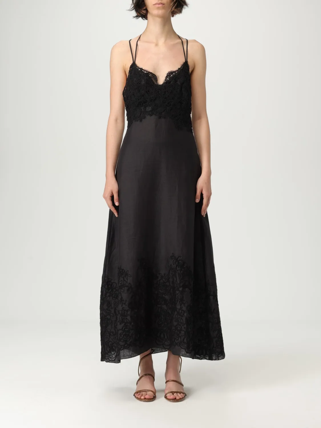 Abito Ermanno Scervino Life in lino con inserti in pizzo