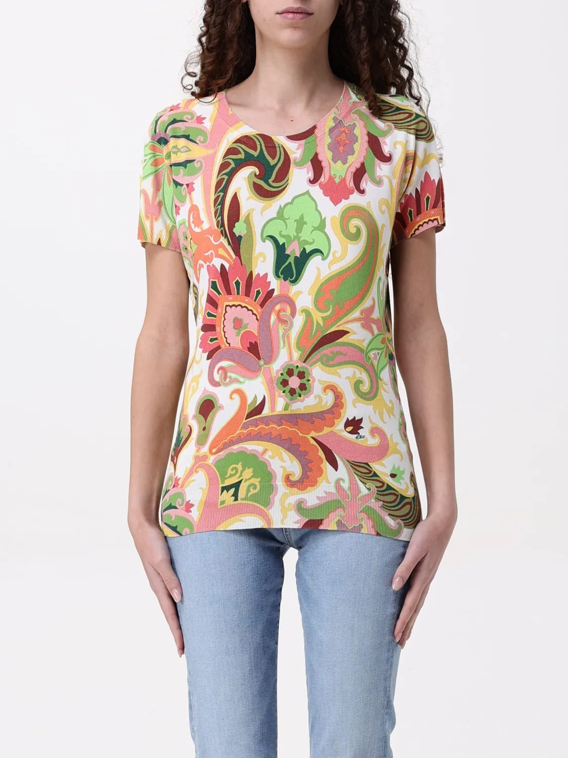 T-shirt in seta paisley Etro