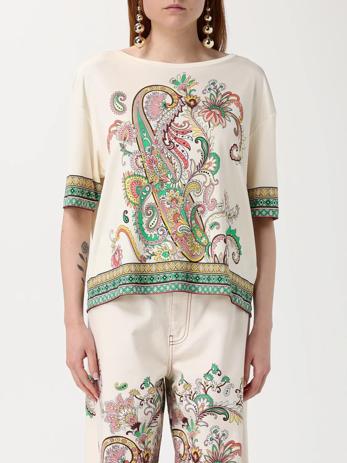 T-shirt in viscosa paisley Etro