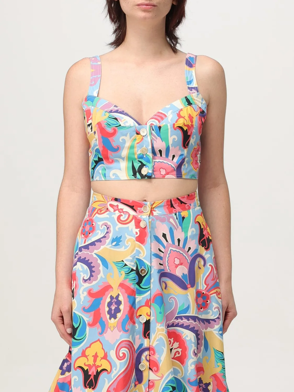Top cropped Etro in cotone stampato