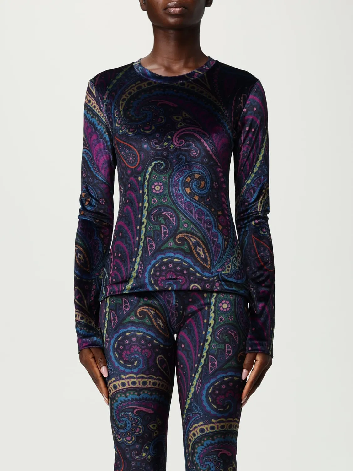 Top Etro in velluto con stampa Paisley