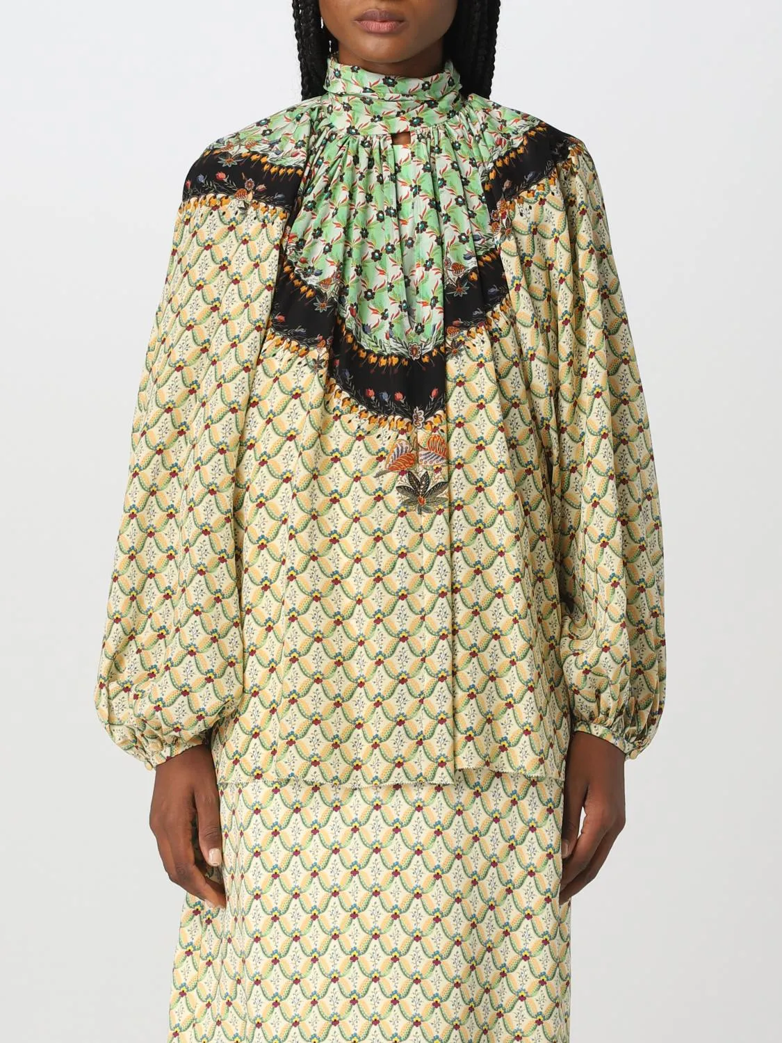 Abito a tunica Etro in cady con stampa Floralia piazzata