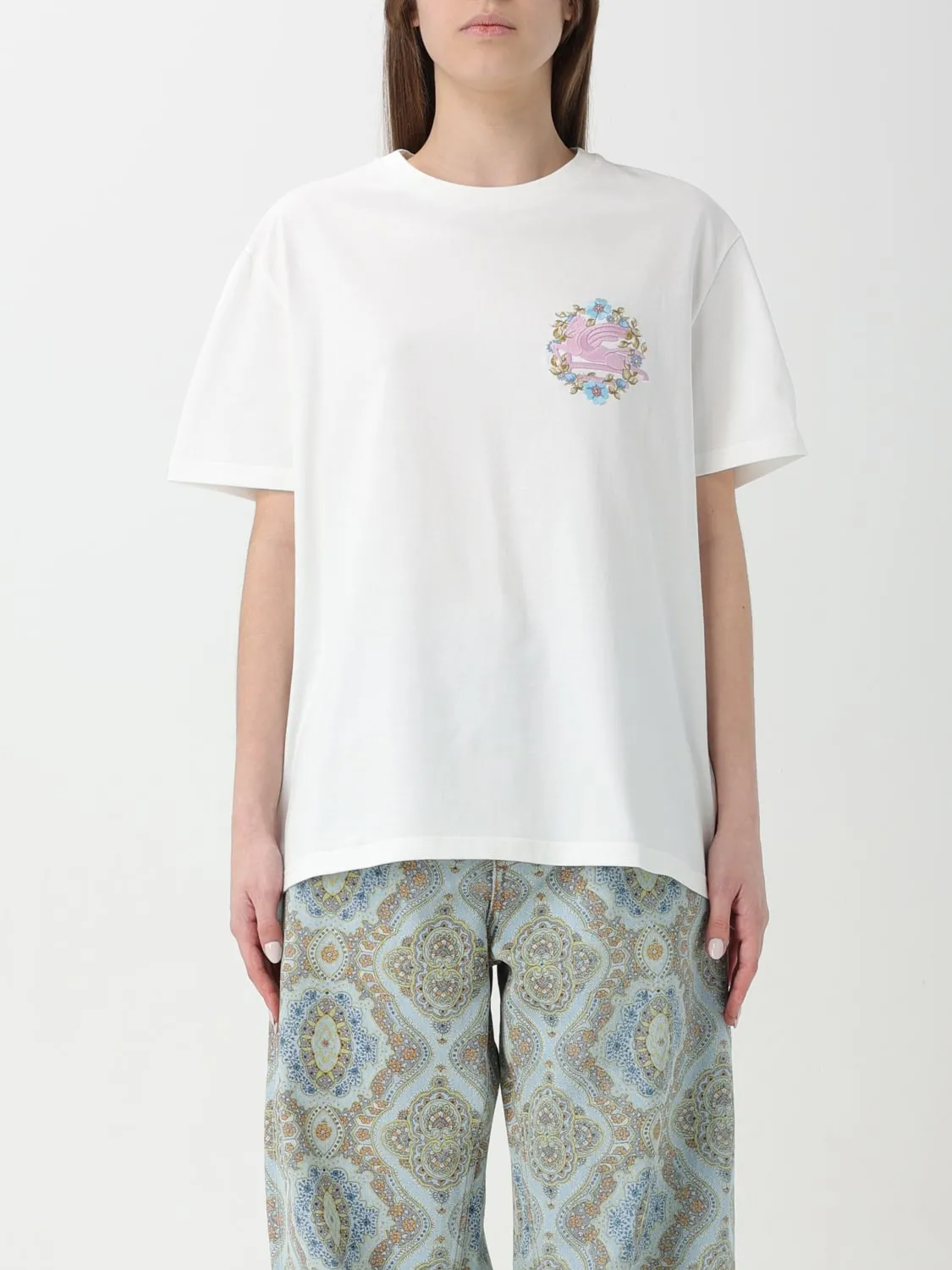 T-shirt Etro in cotone con logo ricamato