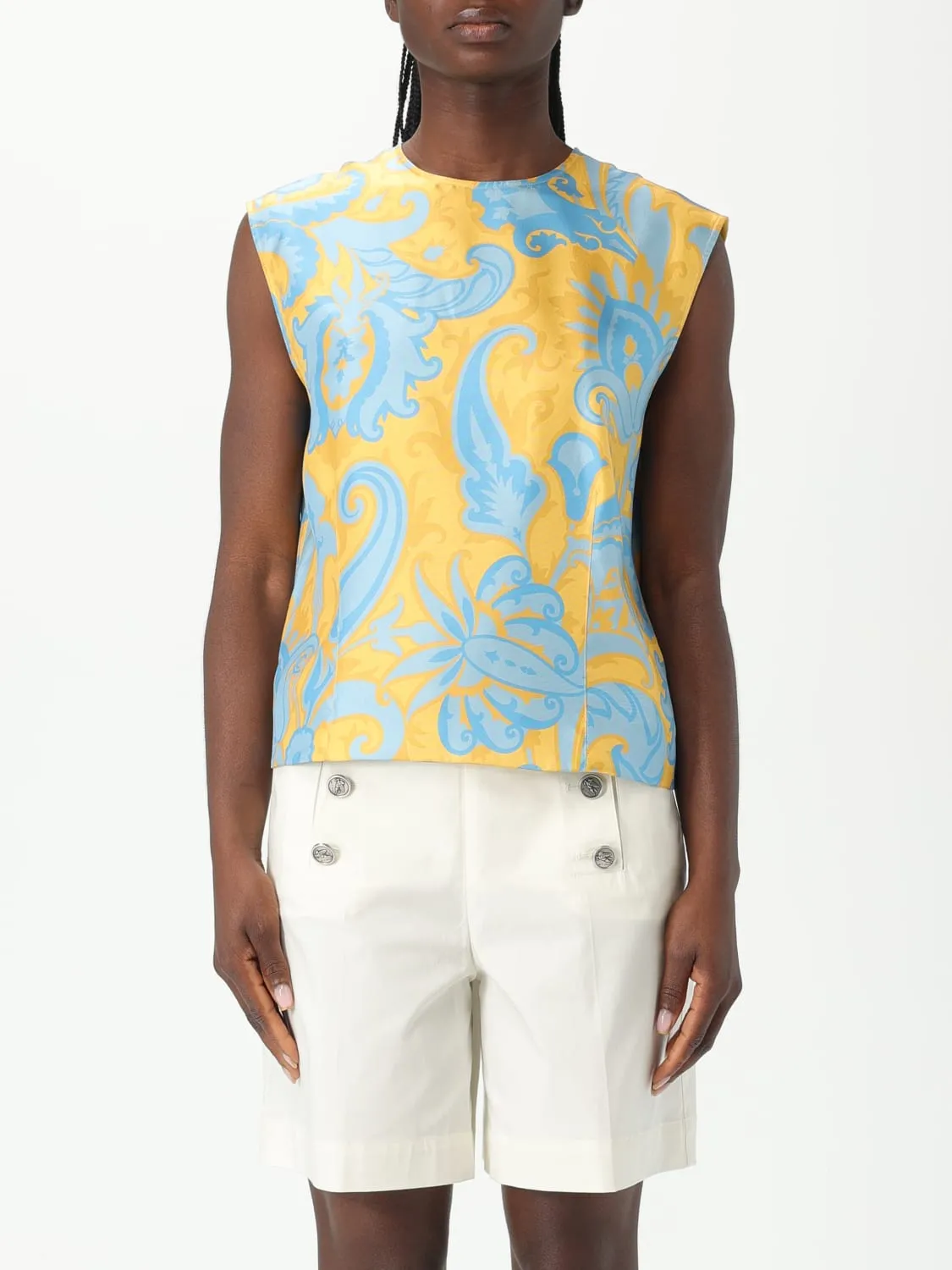 Top Etro in seta con stampa Paisley