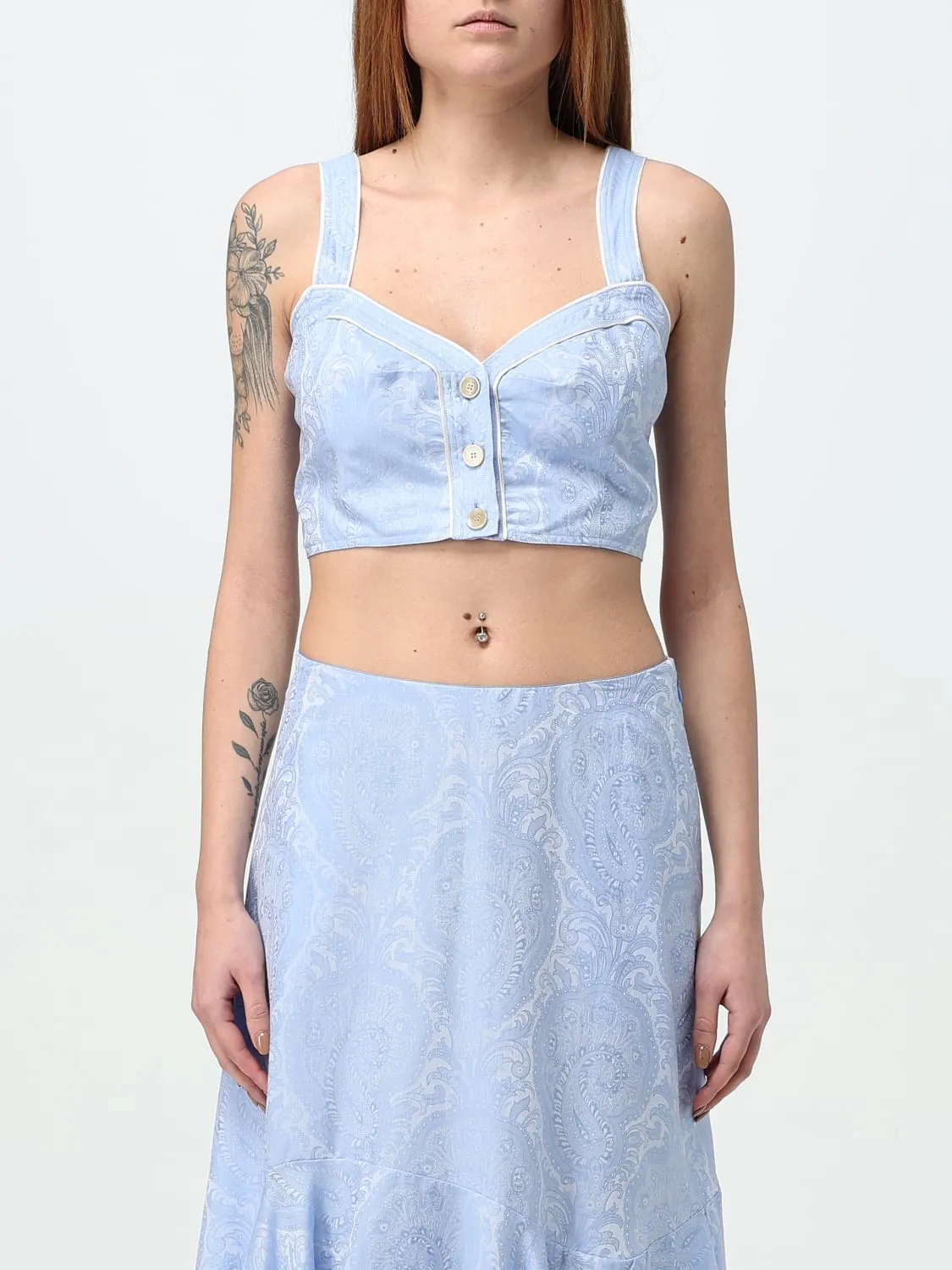 Top Etro in cotone con fantasia Paisley