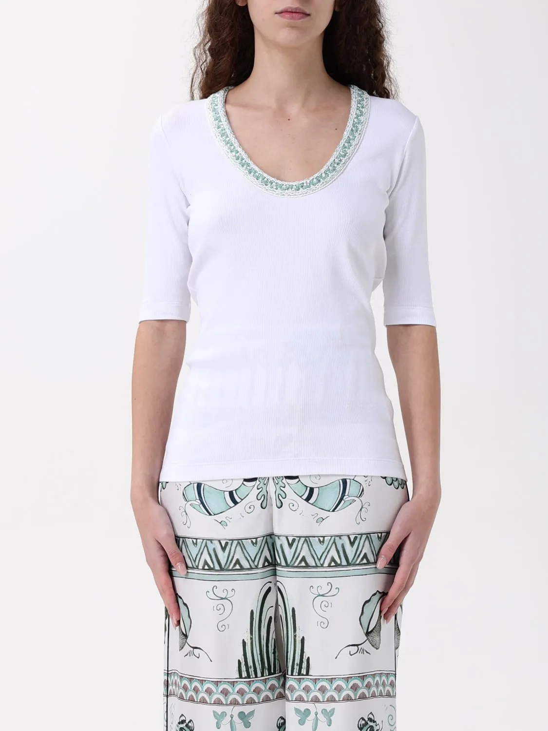 T-shirt Fabiana Filippi in cotone con inserti