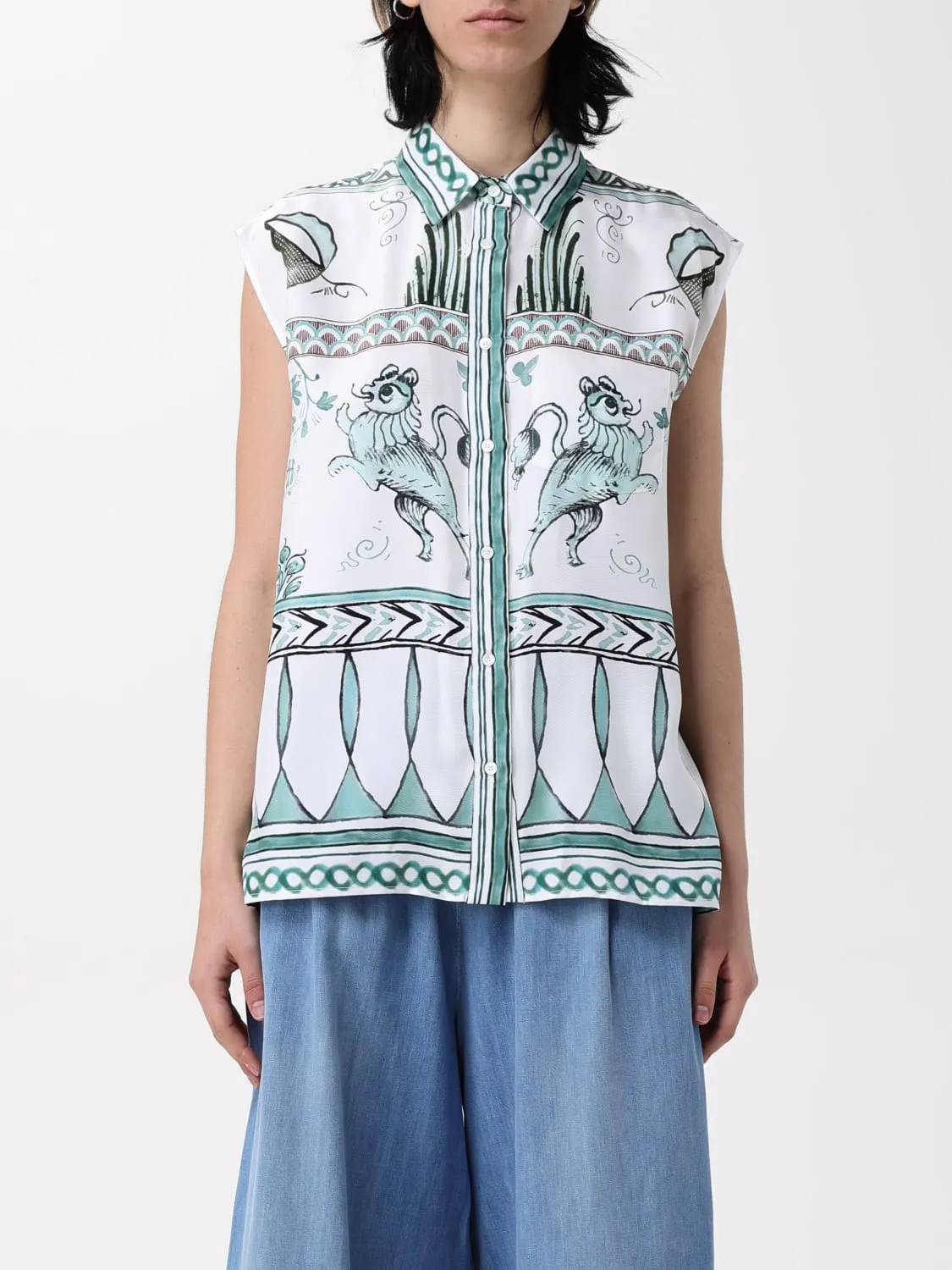 Camicia smanicata Fabiana Filippi in seta stampata