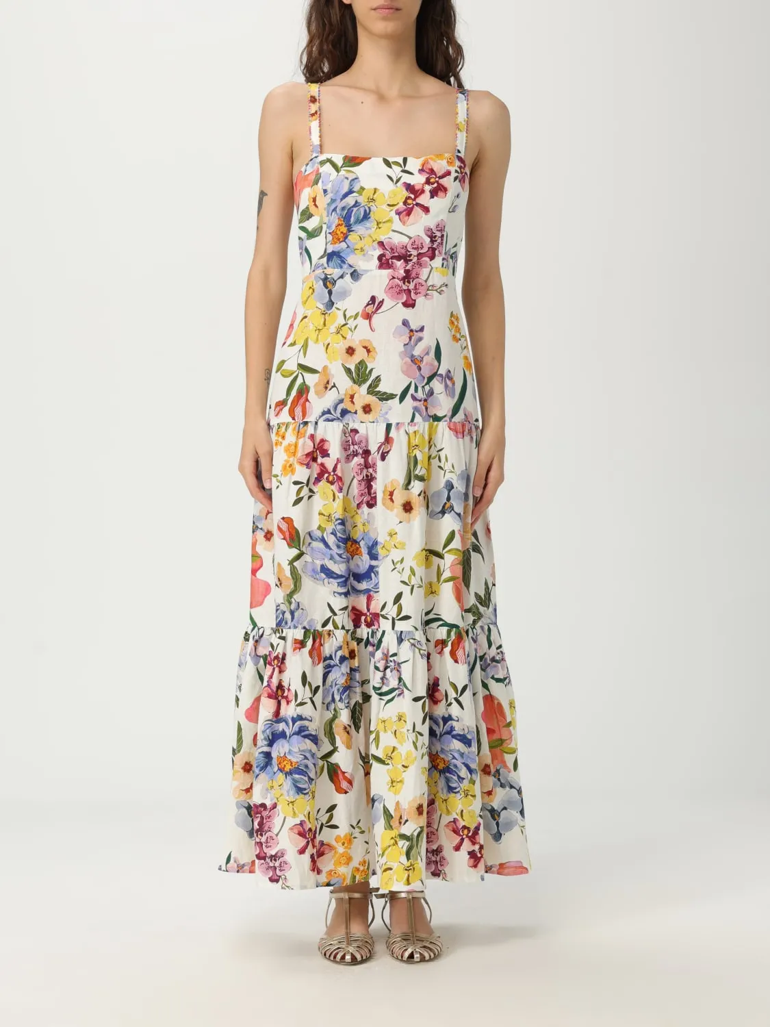 Abito in misto lino floreale Farm Rio