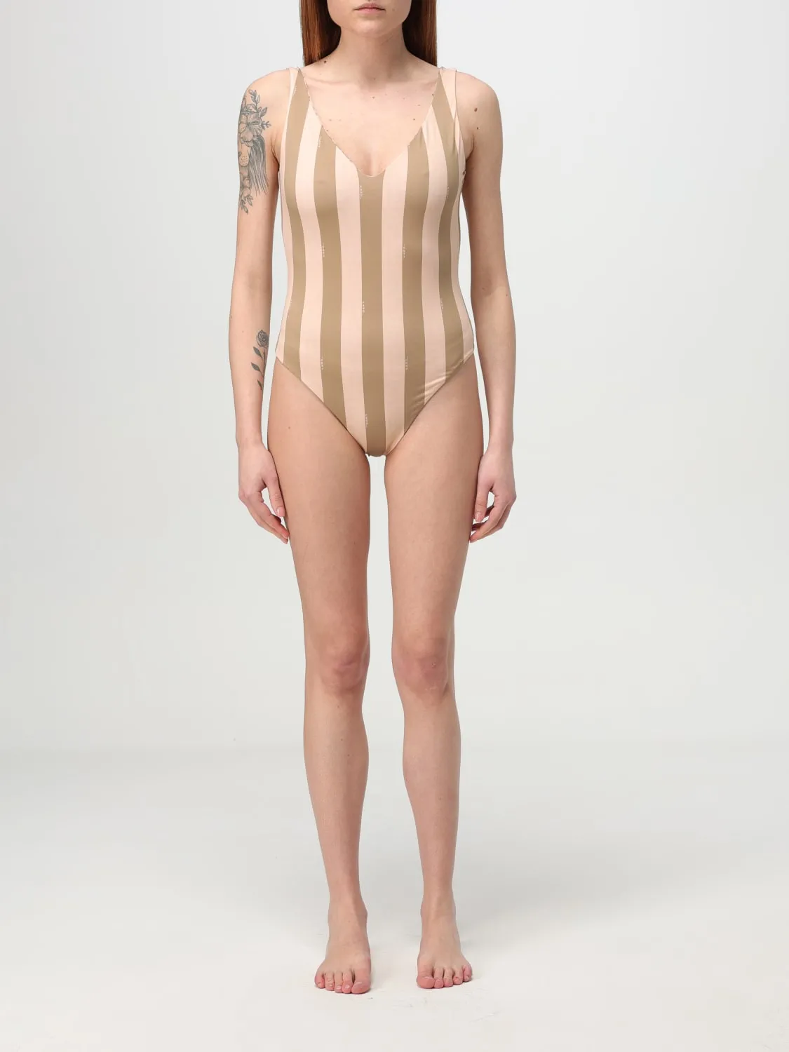 Costume da bagno intero a righe Fendi reversibile