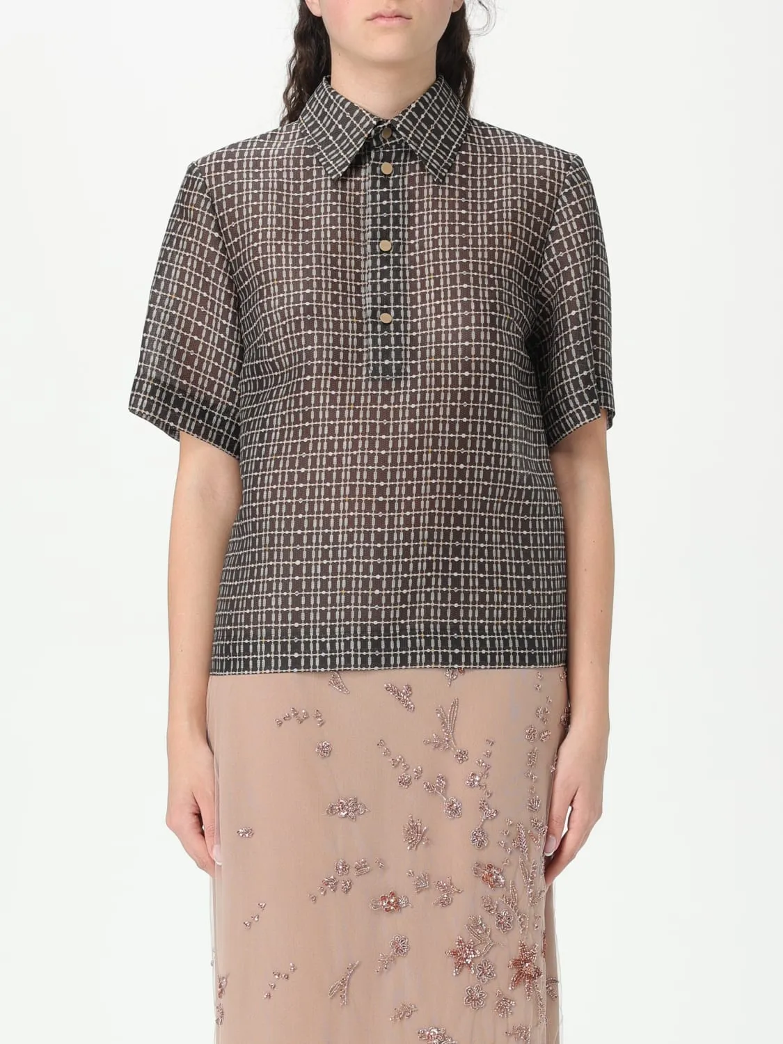 Polo Fendi in misto seta stampata