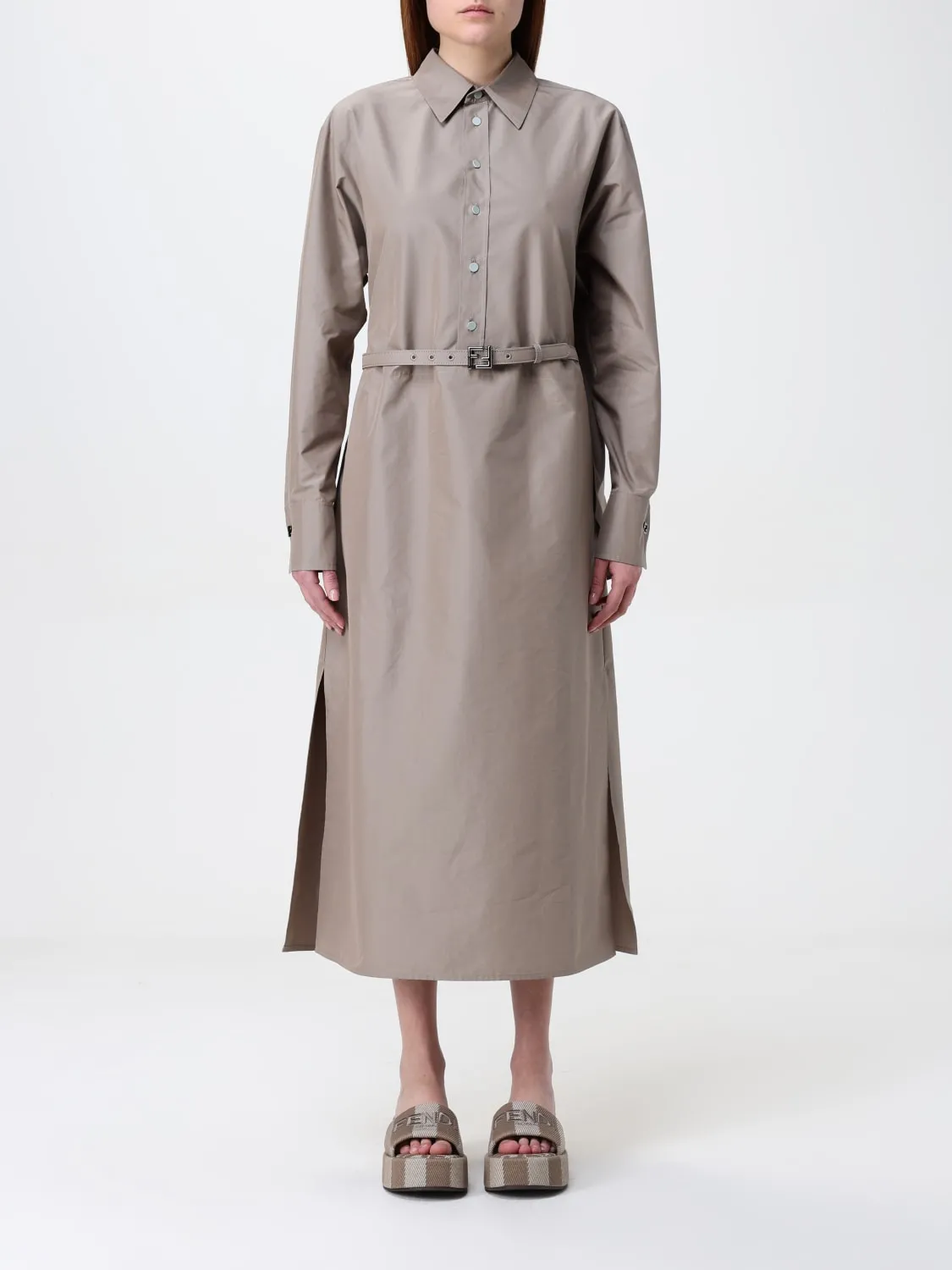 Abito chemisier Fendi in cotone e seta