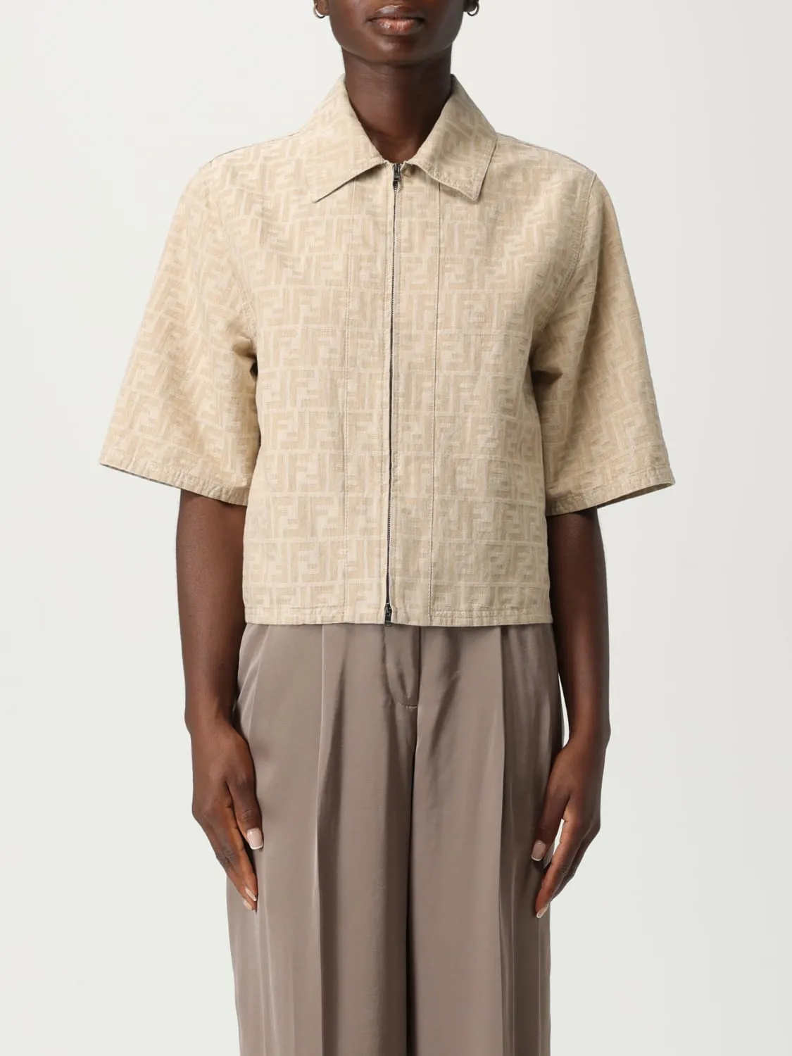 Overshirt Fendi in denim con monogram