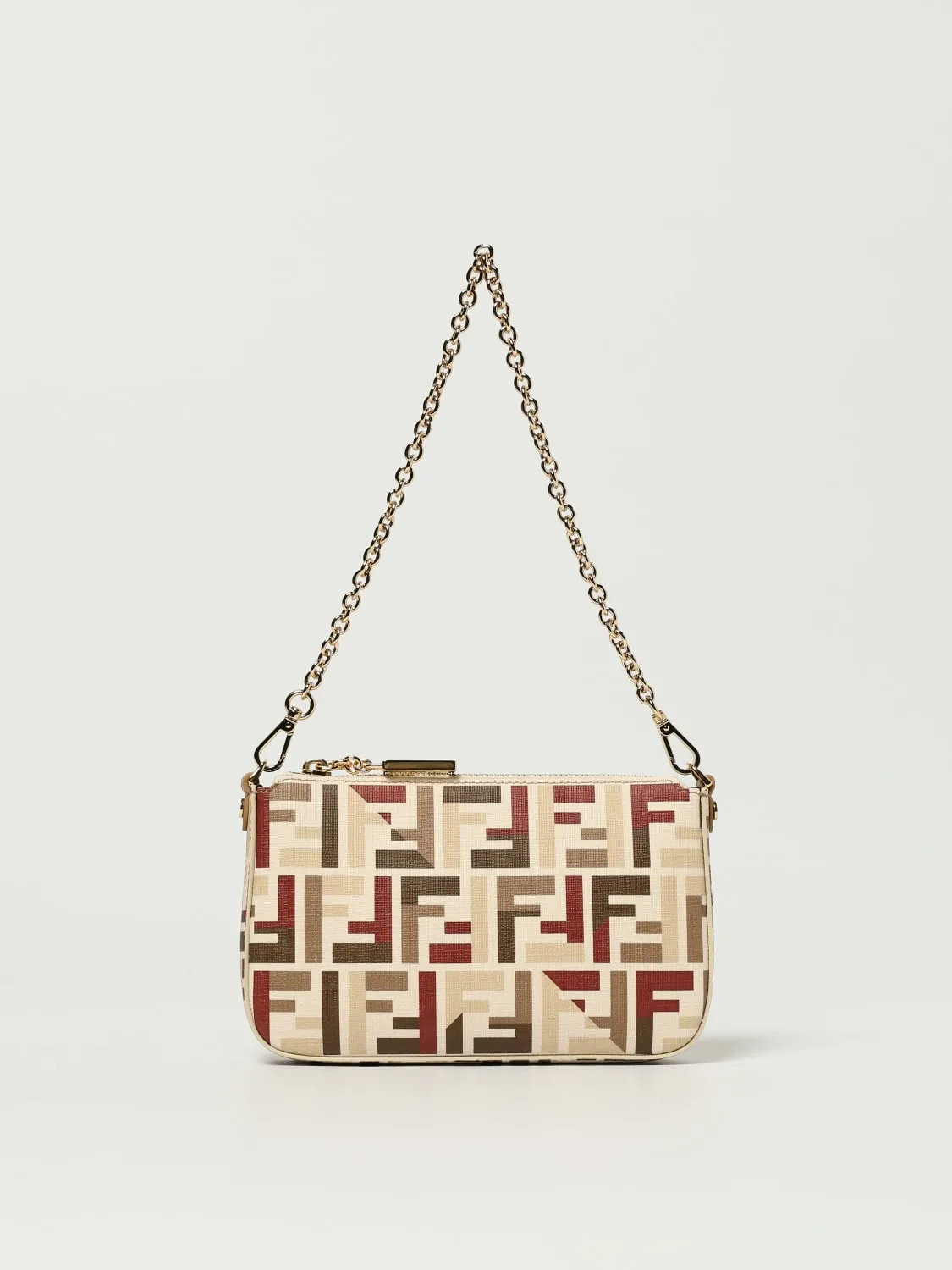Pouch Baguette Fendi in cotone spalmato con monogram FF all over