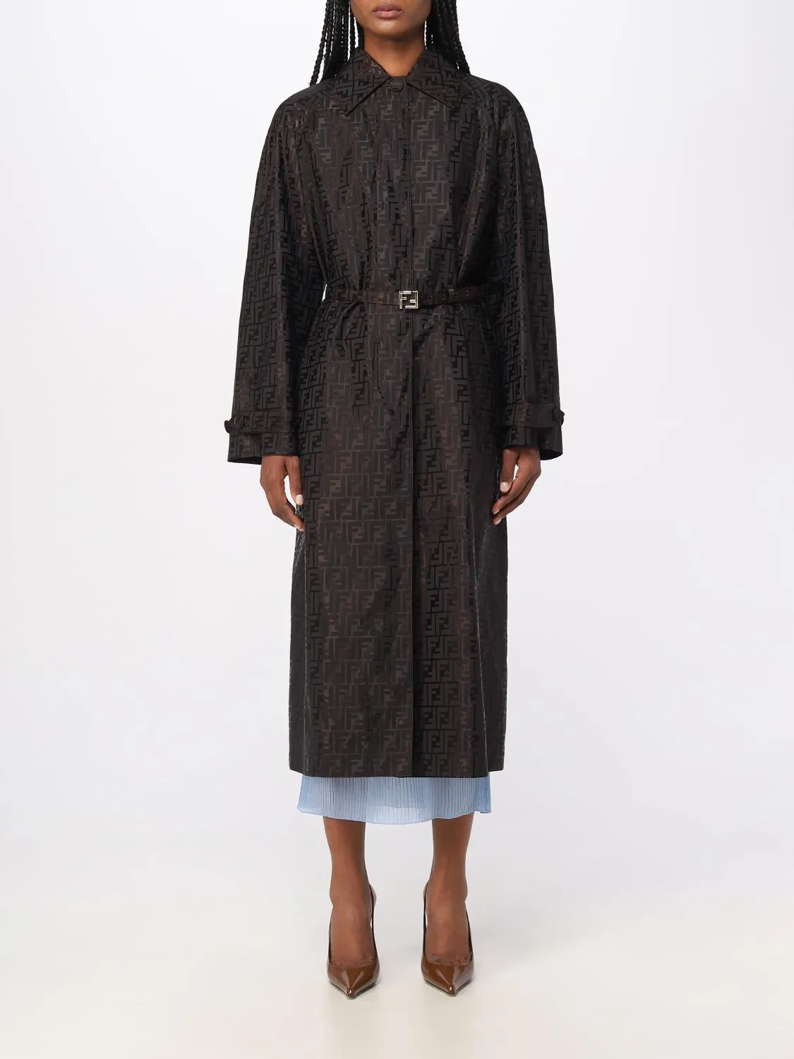 Trench Fendi in misto cotone con motivo monogram