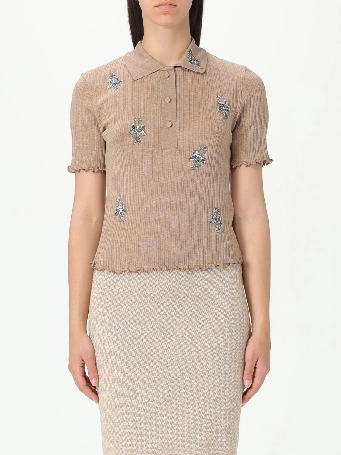 Polo in maglia Fendi con gioielli in cotone