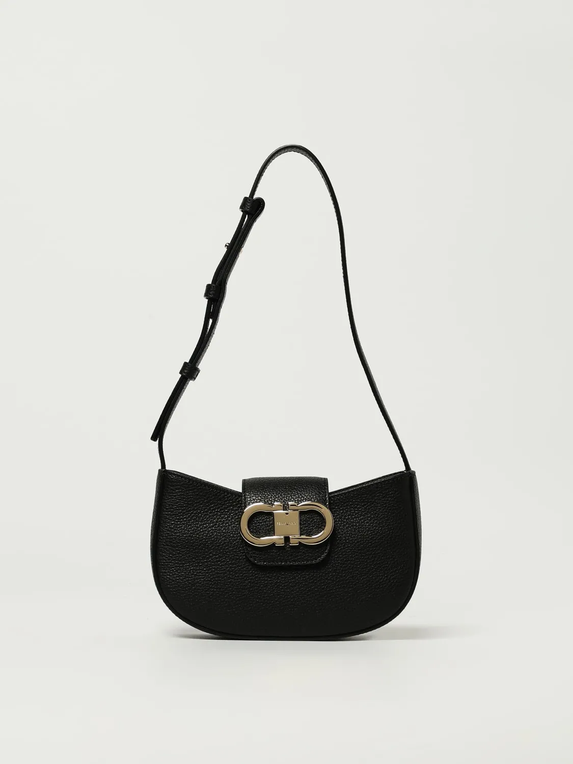 Borsa Mini Double Gancini Ferragamo in pelle martellata