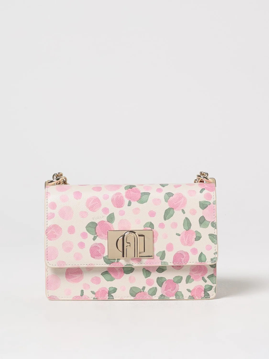 Borsa 1927 Furla in pelle a grana con stampa floreale e pois