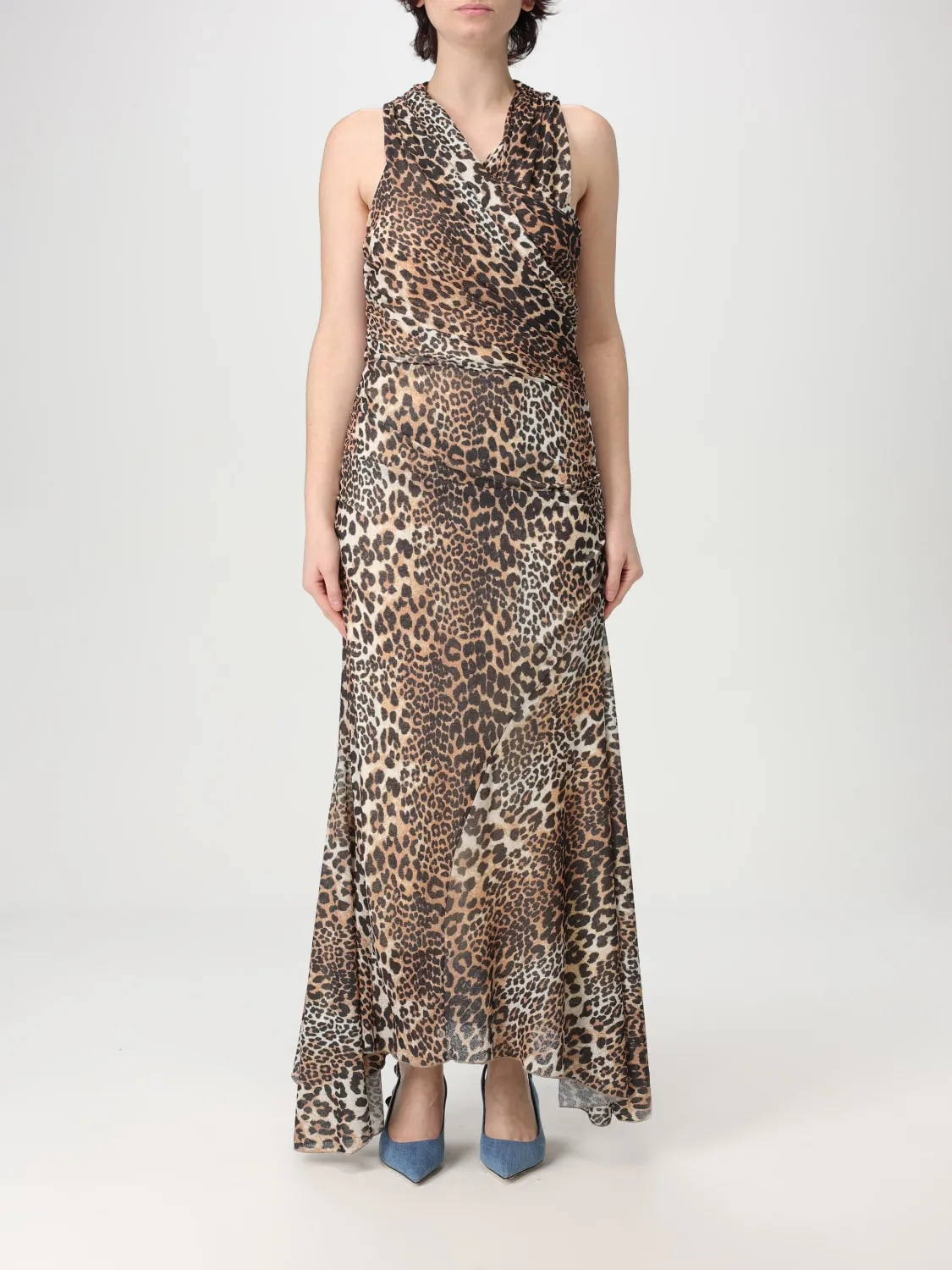 Abito Ganni in jersey riciclato animalier