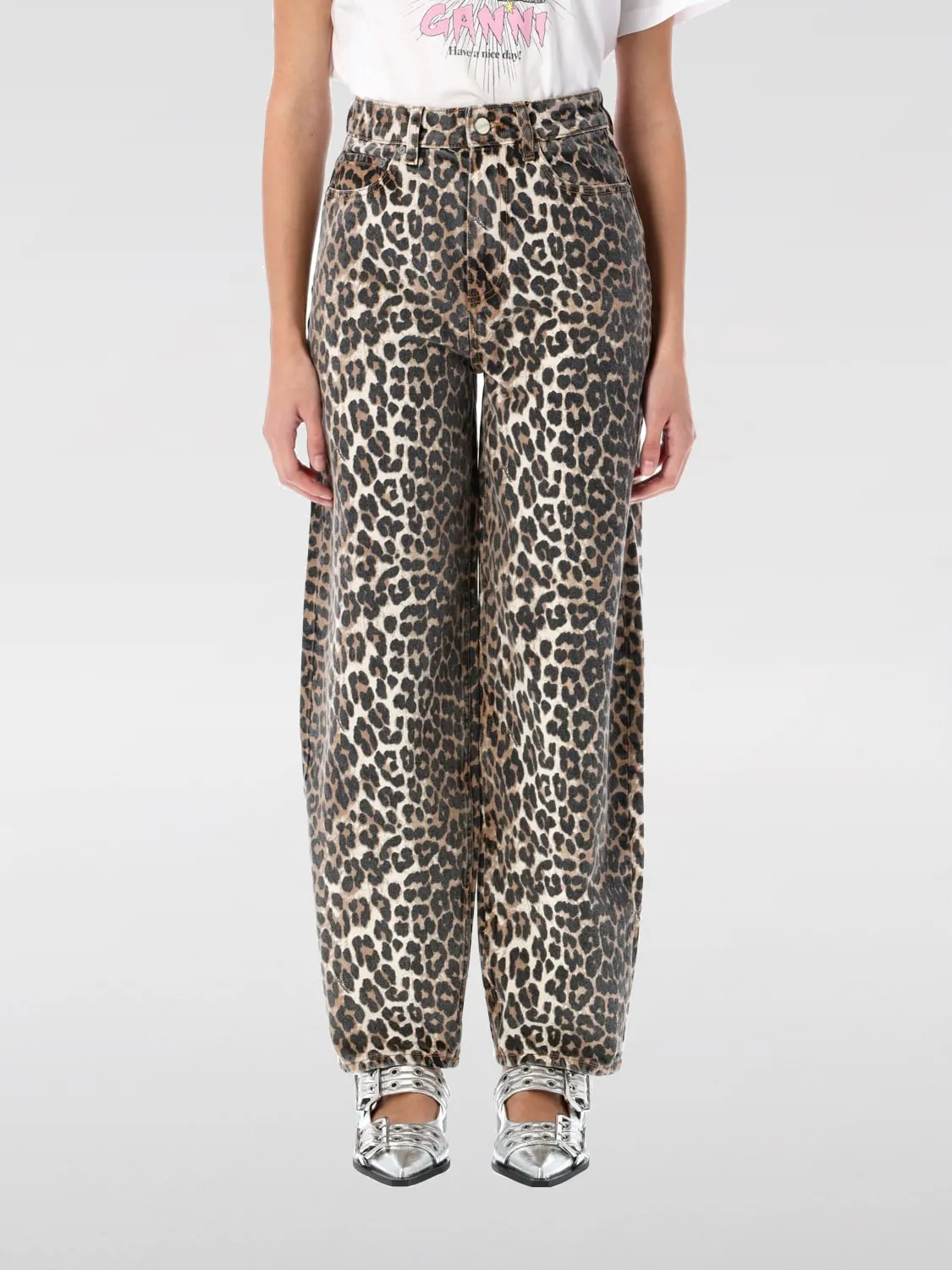 Jeans Ganni in denim animalier