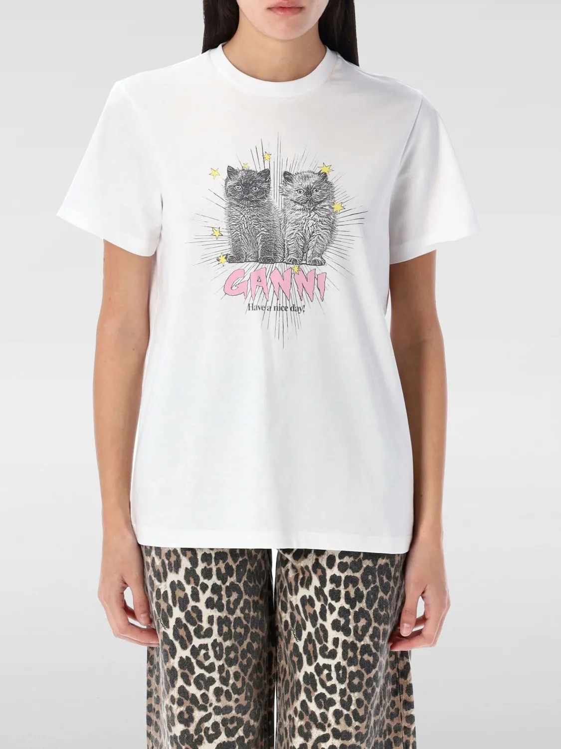 T-shirt in cotone con stampa grafica Ganni