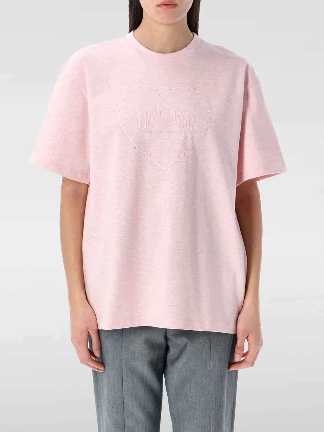 T-shirt in cotone organico con logo Ganni