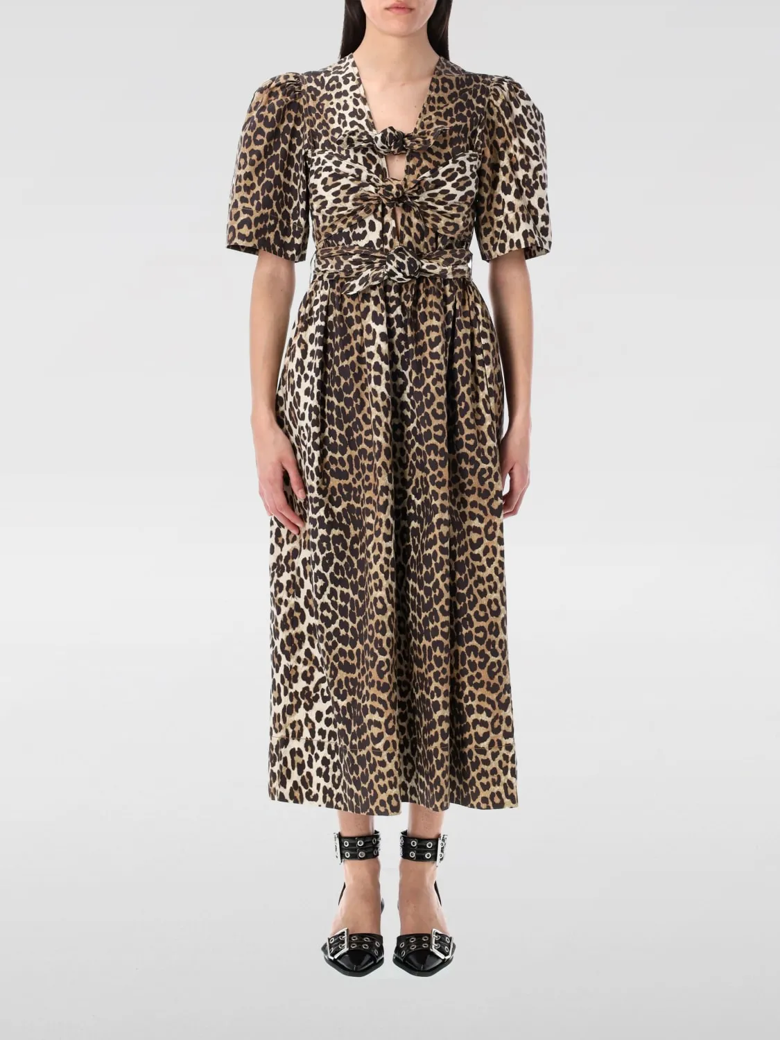 Abito Ganni in cotone organico con stampa animalier