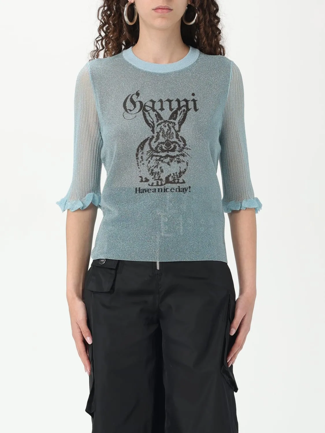 Maglia a girocollo con stampa Ganni