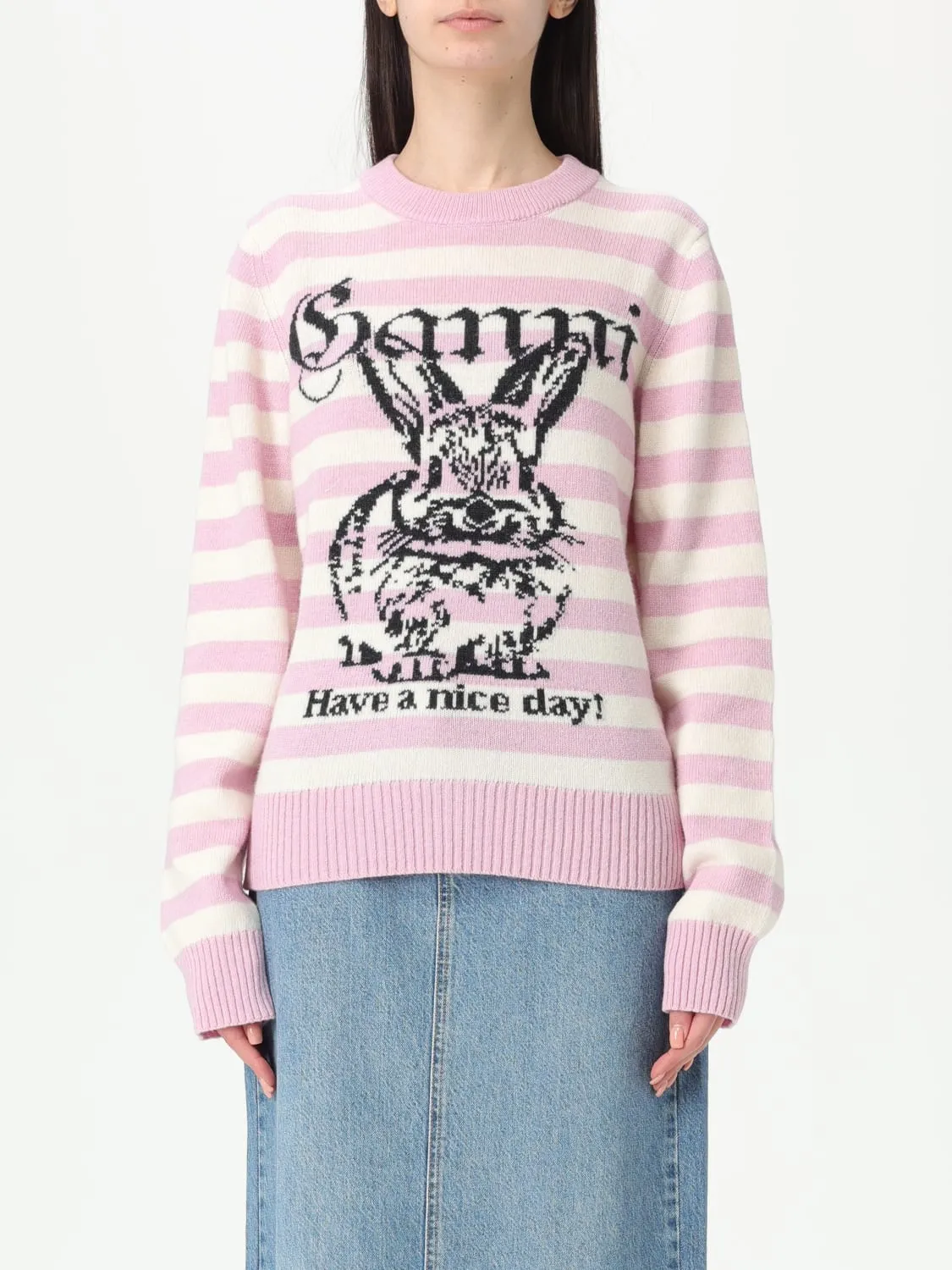 Maglia a girocollo con logo Ganni