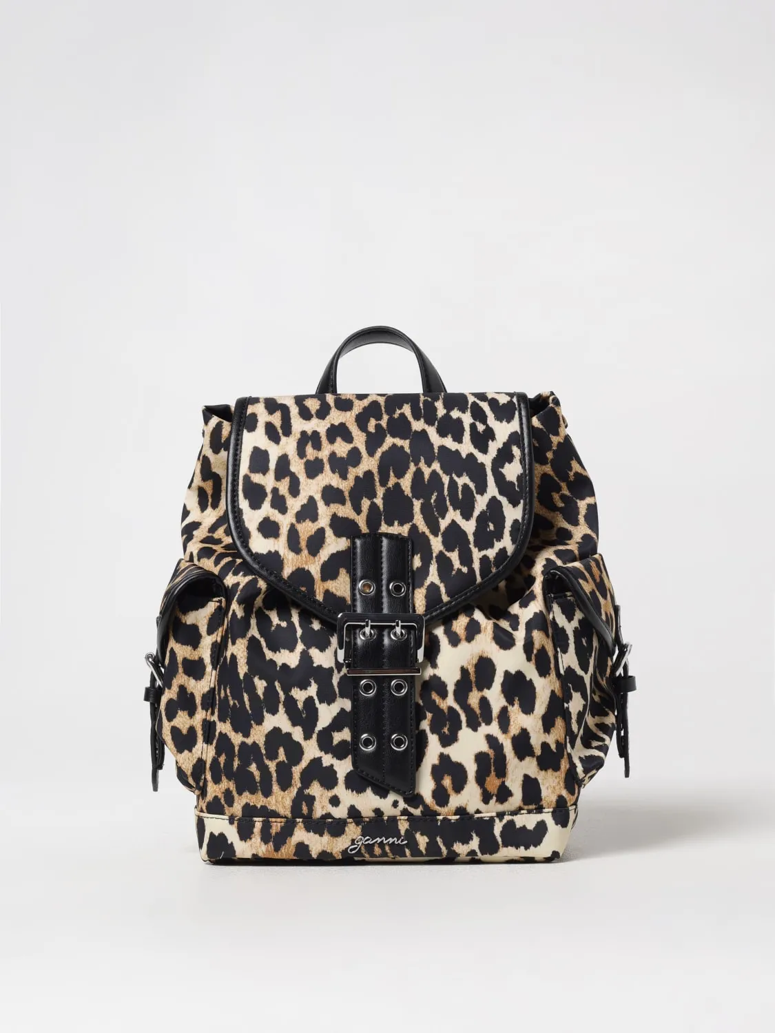 Zaino Ganni in nylon stampa animalier