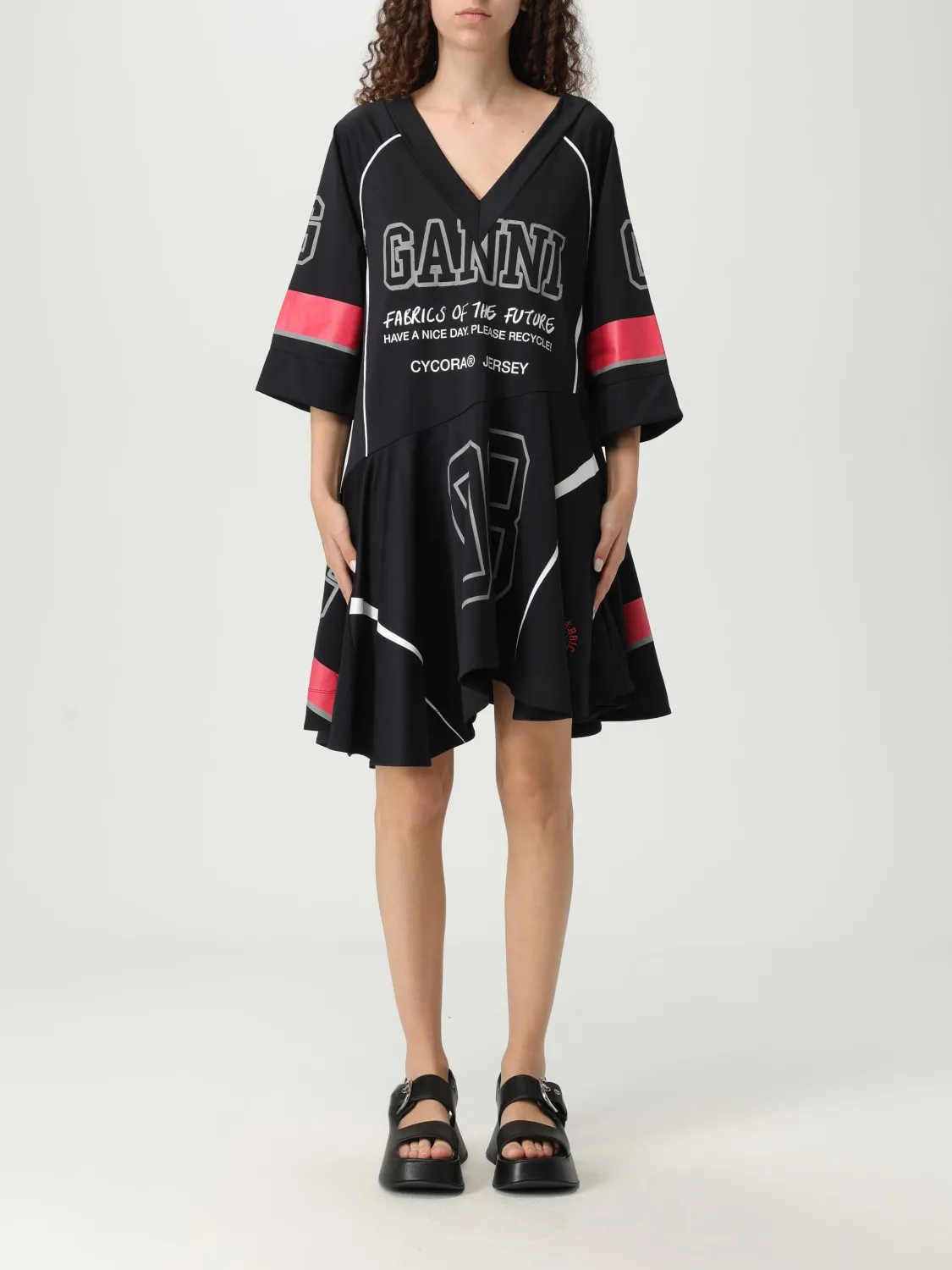 Abito Ganni in jersey con stampa logo