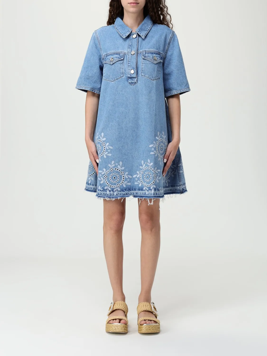 Abito chemisier Ganni in denim di cotone organico