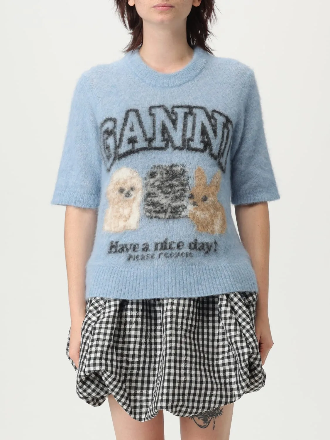 Maglia a girocollo in Alpaca con logo Ganni