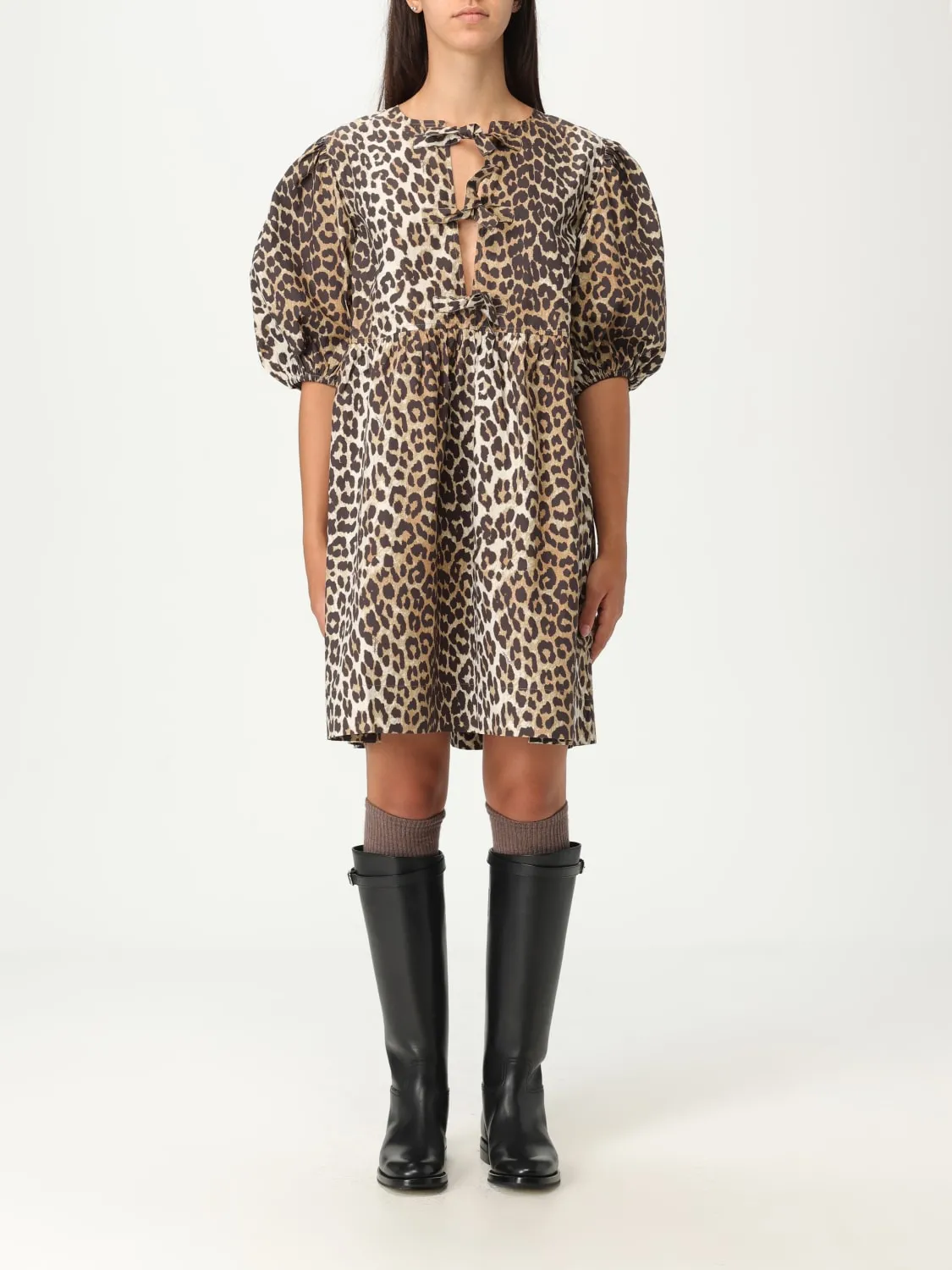 Abito animalier Ganni in cotone