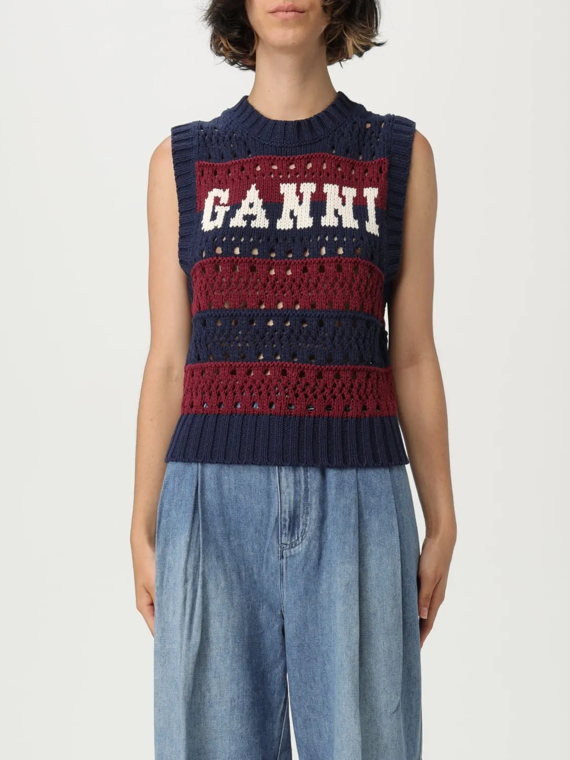 Gilet in maglia di cotone riciclato Ganni