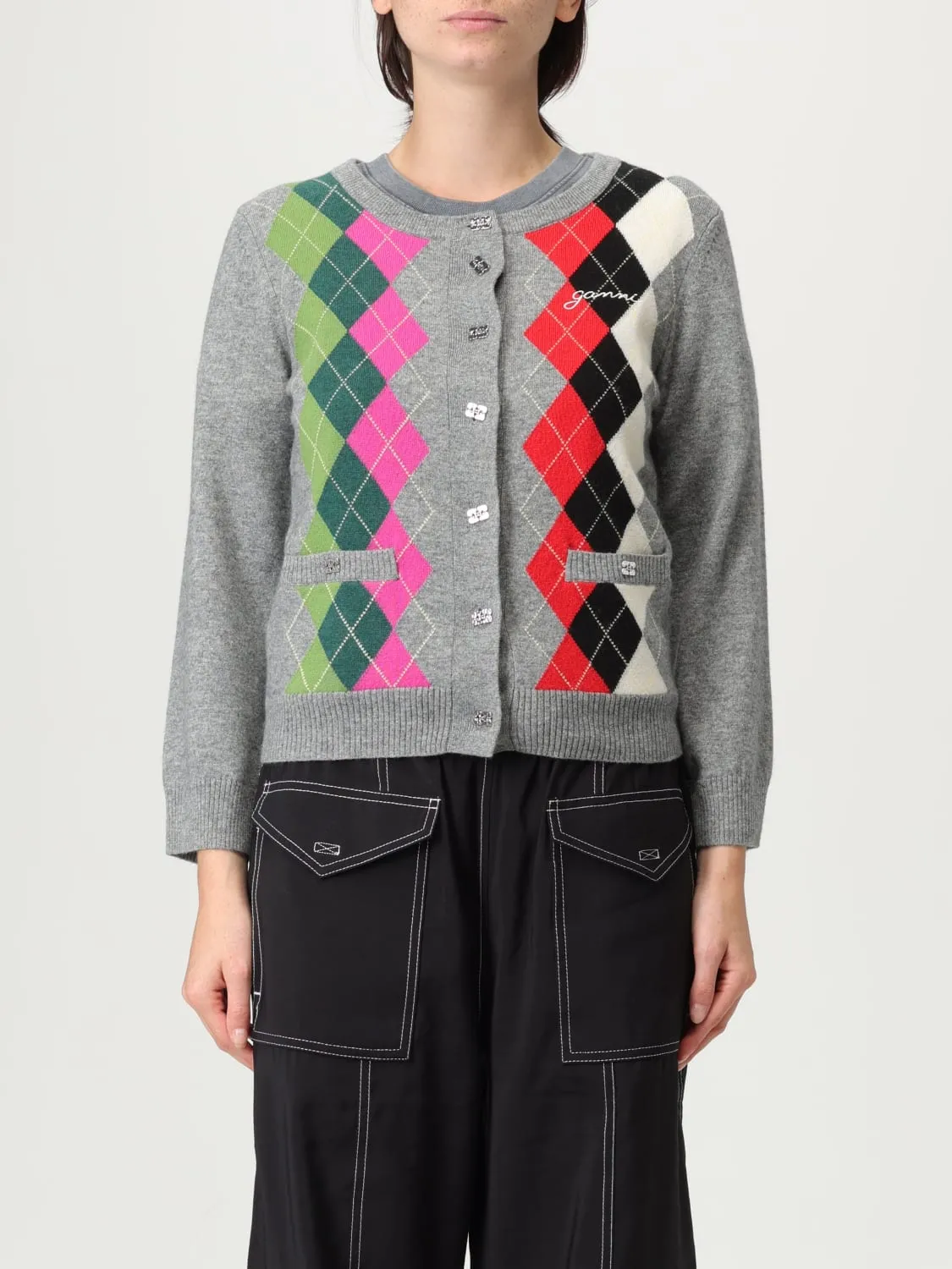 T-shirt in cotone organico con logo cuore Ganni