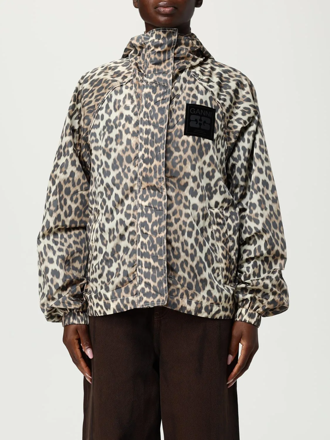 Bomber con cappuccio Ganni in nylon riciclato