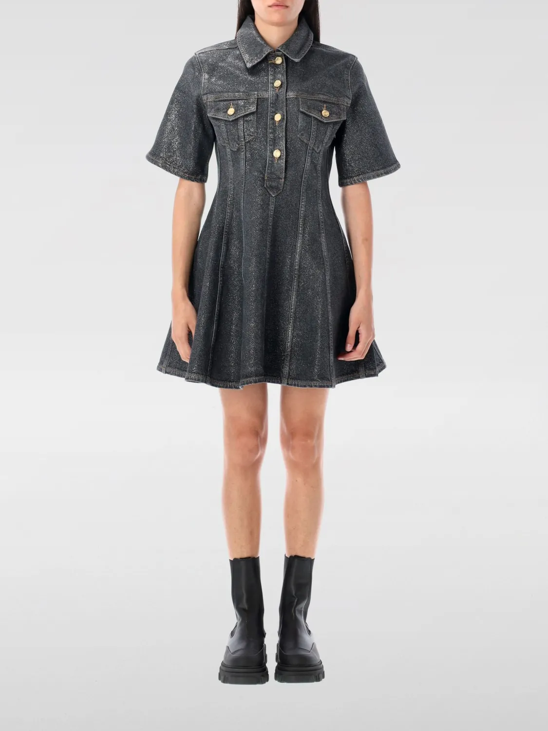 Abito chemisier Ganni in denim di cotone