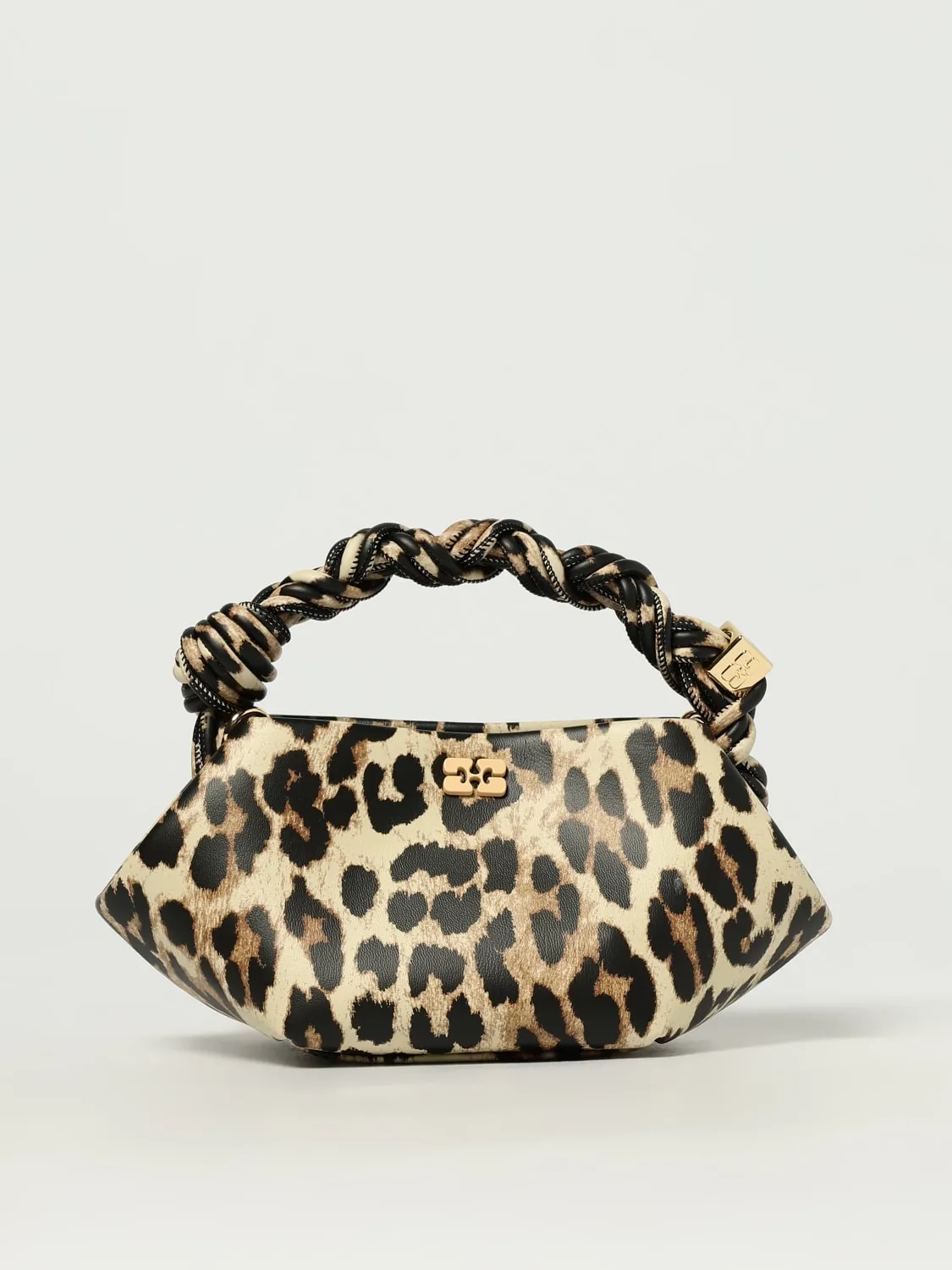 Borsa a mano in pelle di vitello animalier Bou Ganni