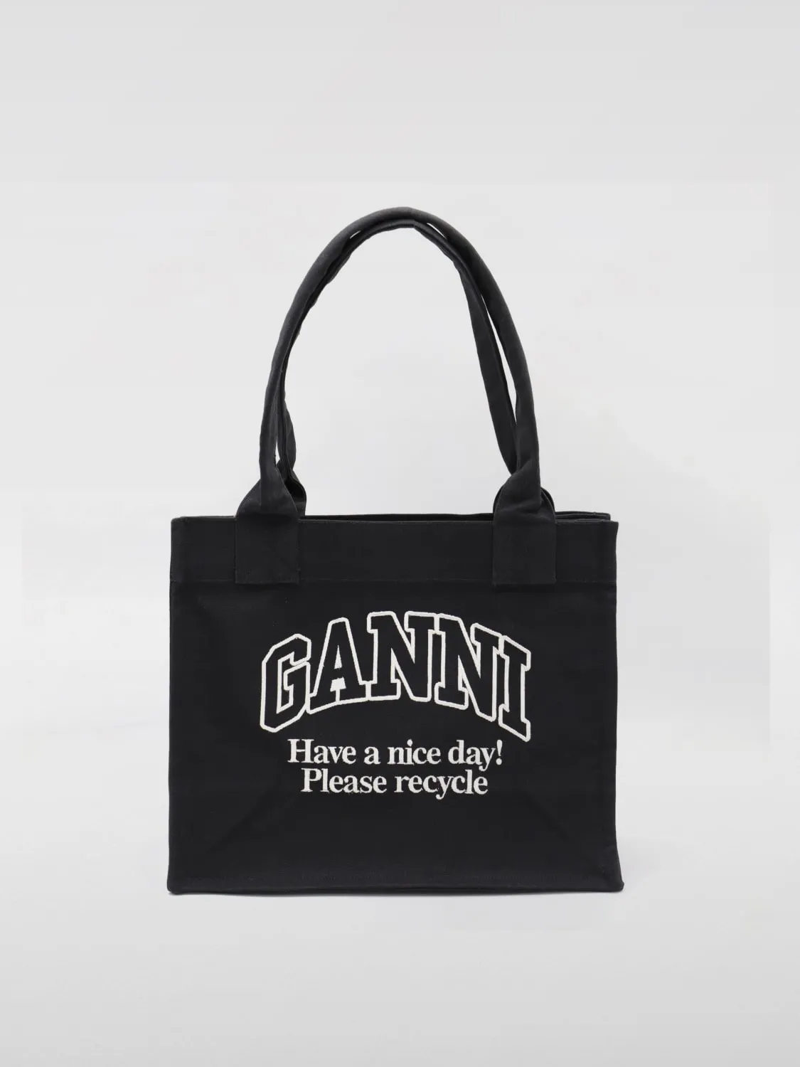 Borsa tote in cotone con logo Ganni