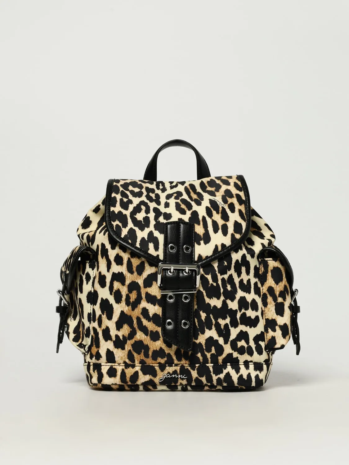 Zaino Small Bucky Ganni in nylon riciclato stampa animalier