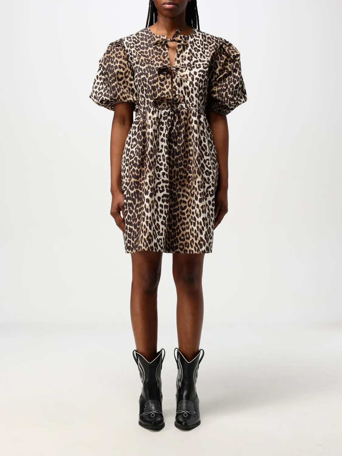 Abito Ganni in cotone animalier