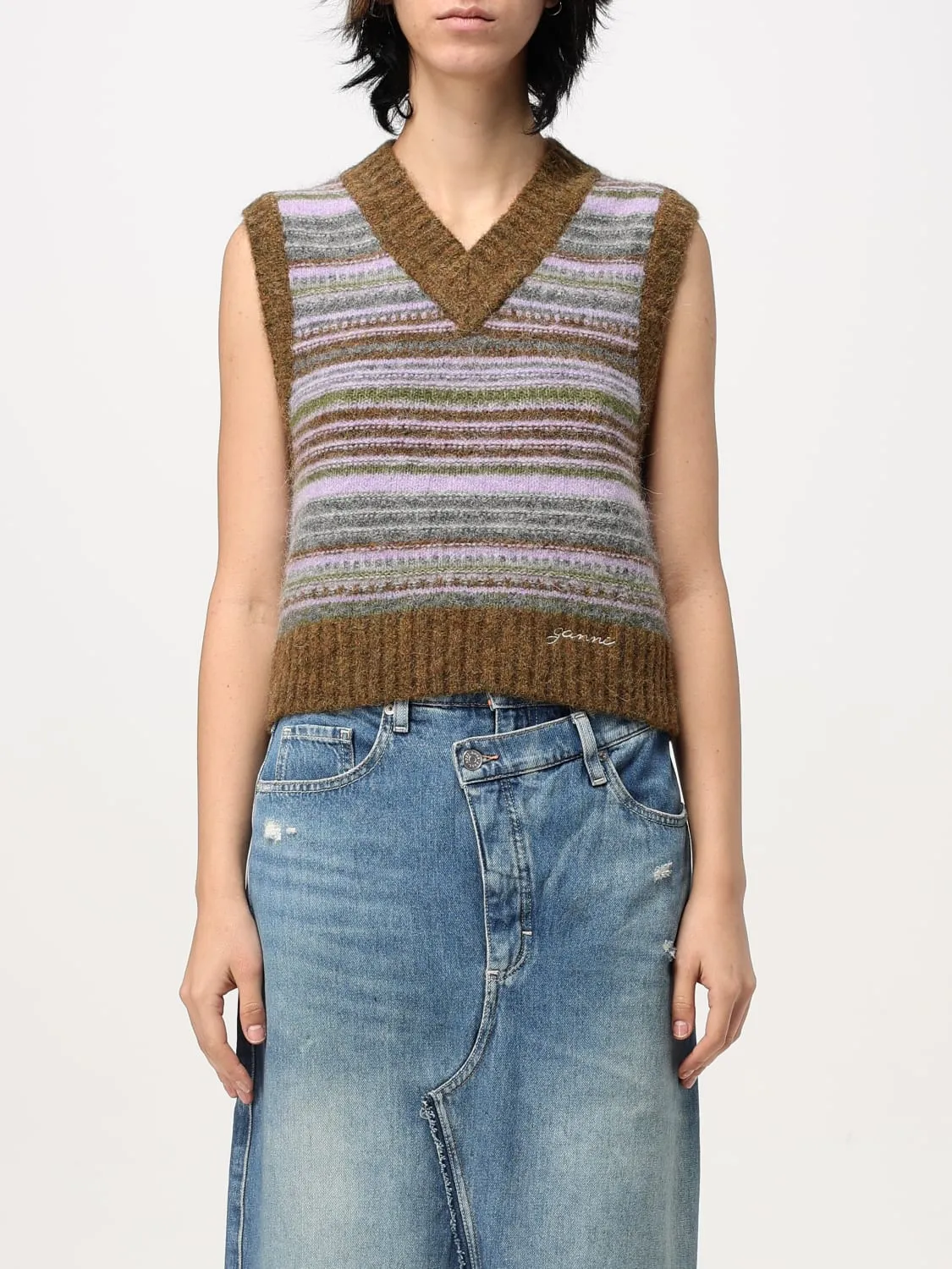 Giacca camicia Ganni in misto cotone animalier