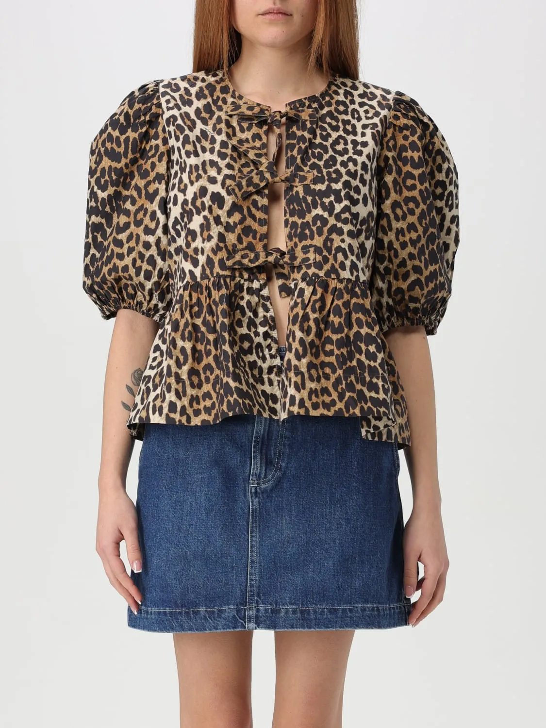 Top Ganni in cotone organico animalier