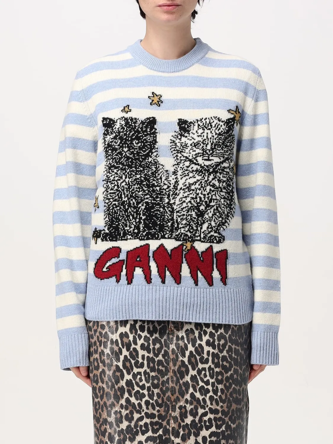 Pullover Ganni in misto lana con logo