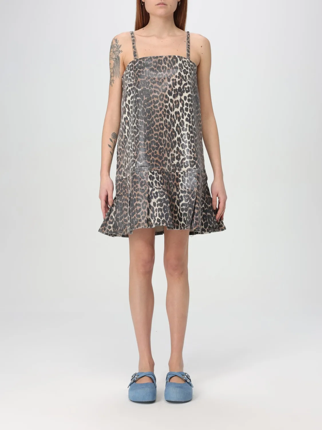 Abito Ganni in cotone con stampa animalier