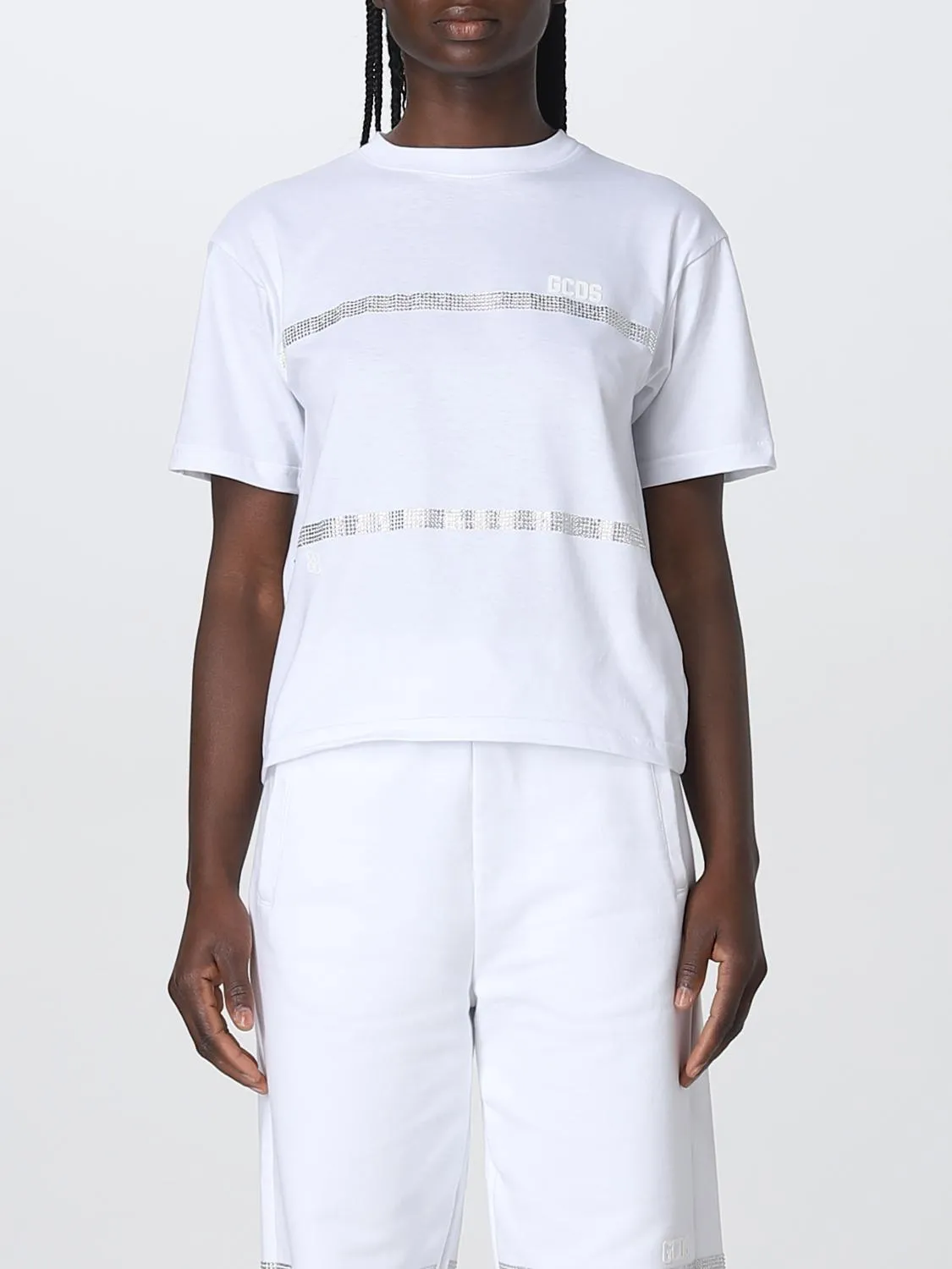 T-shirt GCDS in cotone con strass